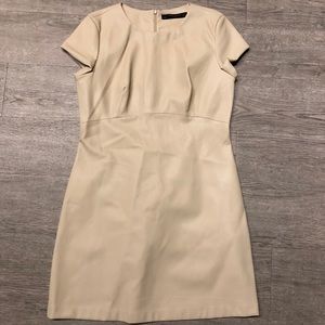 zara nude faux leather dress